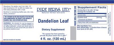 Photo of the Pure Herbs Dandelion Leaf label