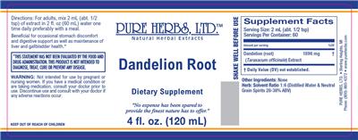 Photo of the Pure Herbs Dandelion Root label