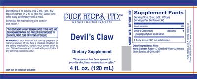 Photo of the Pure Herbs Devil's Claw label