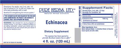Photo of the Pure Herbs Echinacea label