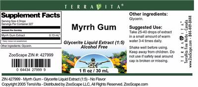 Photo of the TerraVita Myrrh Gum label