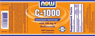 Photo of the NOW C-1000 With 100 mg Of Bioflavonoids label