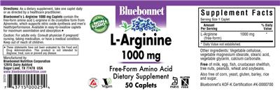 Photo of the Bluebonnet L-Arginine 1000 mg label