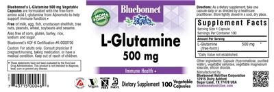 Photo of the Bluebonnet L-Glutamine 500 mg label