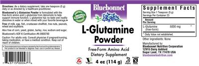 Photo of the Bluebonnet L-Glutamine Powder label
