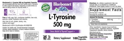 Photo of the Bluebonnet L-Tyrosine 500 mg label