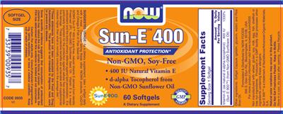 Photo of the NOW Sun-E 400 label