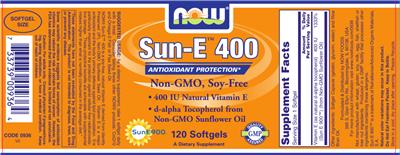 Photo of the NOW Sun-E 400 label