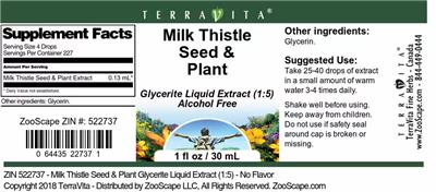 Photo of the TerraVita Milk Thistle Seed & Plant label