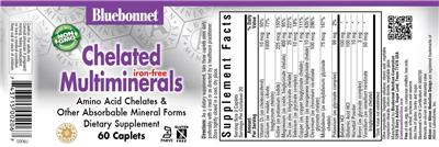 Photo of the Bluebonnet Chelated Multiminerals Iron-Free label