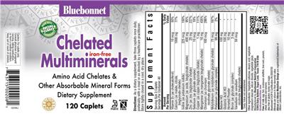 Photo of the Bluebonnet Chelated Multiminerals Iron-Free label