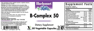 Photo of the Bluebonnet B-complex 50 label