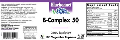 Photo of the Bluebonnet B-Complex 50 label
