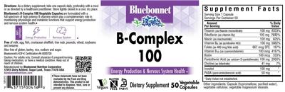 Photo of the Bluebonnet B-Complex 100 label