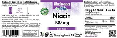 Photo of the Bluebonnet Niacin 100 mg label