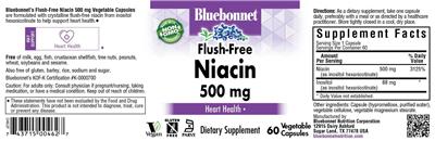 Photo of the Bluebonnet Flush-Free Niacin 500 mg label