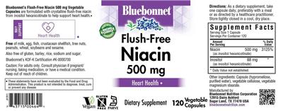 Photo of the Bluebonnet Flush-Free Niacin 500 mg label