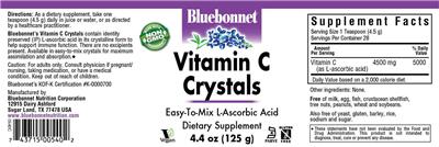 Photo of the Bluebonnet Vitamin C Crystals label