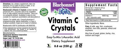 Photo of the Bluebonnet Vitamin C Crystals label