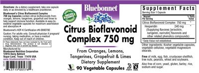 Photo of the Bluebonnet Citrus Bioflavonoid Complex 750 mg label