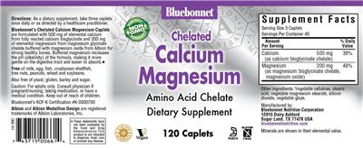 Photo of the Bluebonnet Chelated Calcium Magnesium label