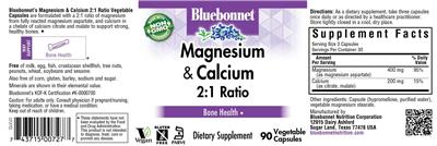 Photo of the Bluebonnet Magnesium & Calcium 2:1 Ratio label