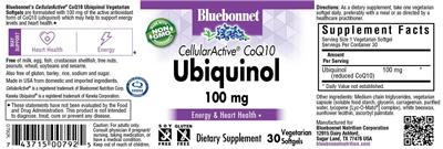 Photo of the Bluebonnet CellularActive CoQ10 Ubiquinol 100 mg label