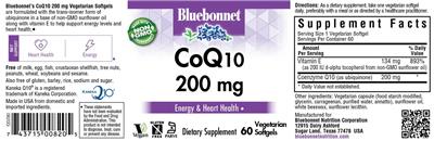 Photo of the Bluebonnet CoQ10 200 mg label