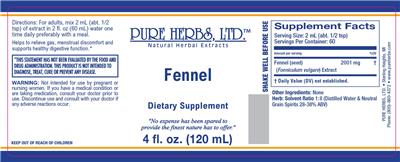 Photo of the Pure Herbs Fennel label