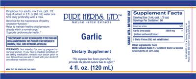 Photo of the Pure Herbs Garlic label