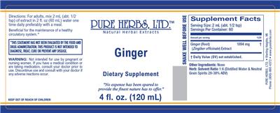 Photo of the Pure Herbs Ginger label