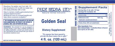 Photo of the Pure Herbs Golden Seal label