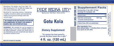 Photo of the Pure Herbs Gotu Kola label