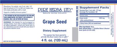 Photo of the Pure Herbs Grape Seed label