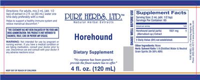 Photo of the Pure Herbs Horehound label