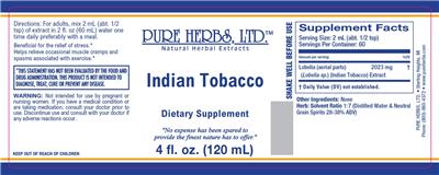 Photo of the Pure Herbs Indian Tobacco label