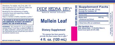 Photo of the Pure Herbs Mullein Leaf label