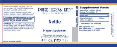 Photo of the Pure Herbs Nettle label