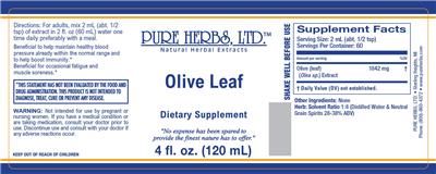 Photo of the Pure Herbs Olive Leaf label