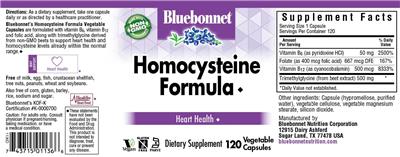 Photo of the Bluebonnet Homocysteine Formula label