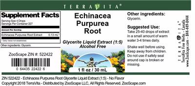 Photo of the TerraVita Echinacea Purpurea Root label