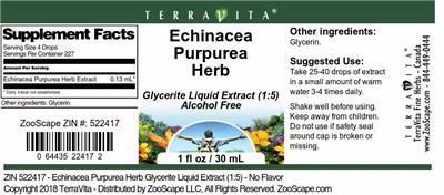 Photo of the TerraVita Echinacea Purpurea Herb label