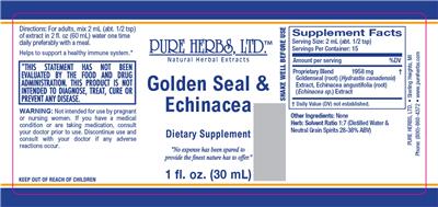 Photo of the Pure Herbs Golden Seal & Echinacea label