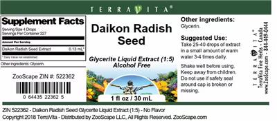 Photo of the TerraVita Daikon Radish Seed label