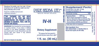 Photo of the Pure Herbs IV-H label