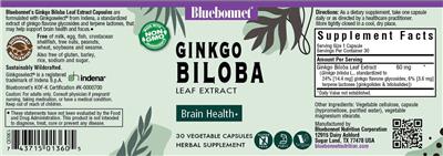 Photo of the Bluebonnet Ginkgo Biloba Leaf Extract label