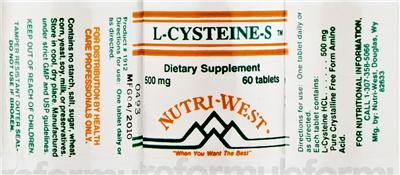Photo of the Nutri-West L-Cysteine-S label