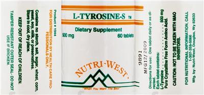 Photo of the Nutri-West L-Tyrosine-S label