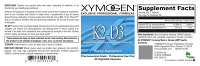 Photo of the XYMOGEN K2-D3 label