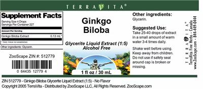 Photo of the TerraVita Ginkgo Biloba label